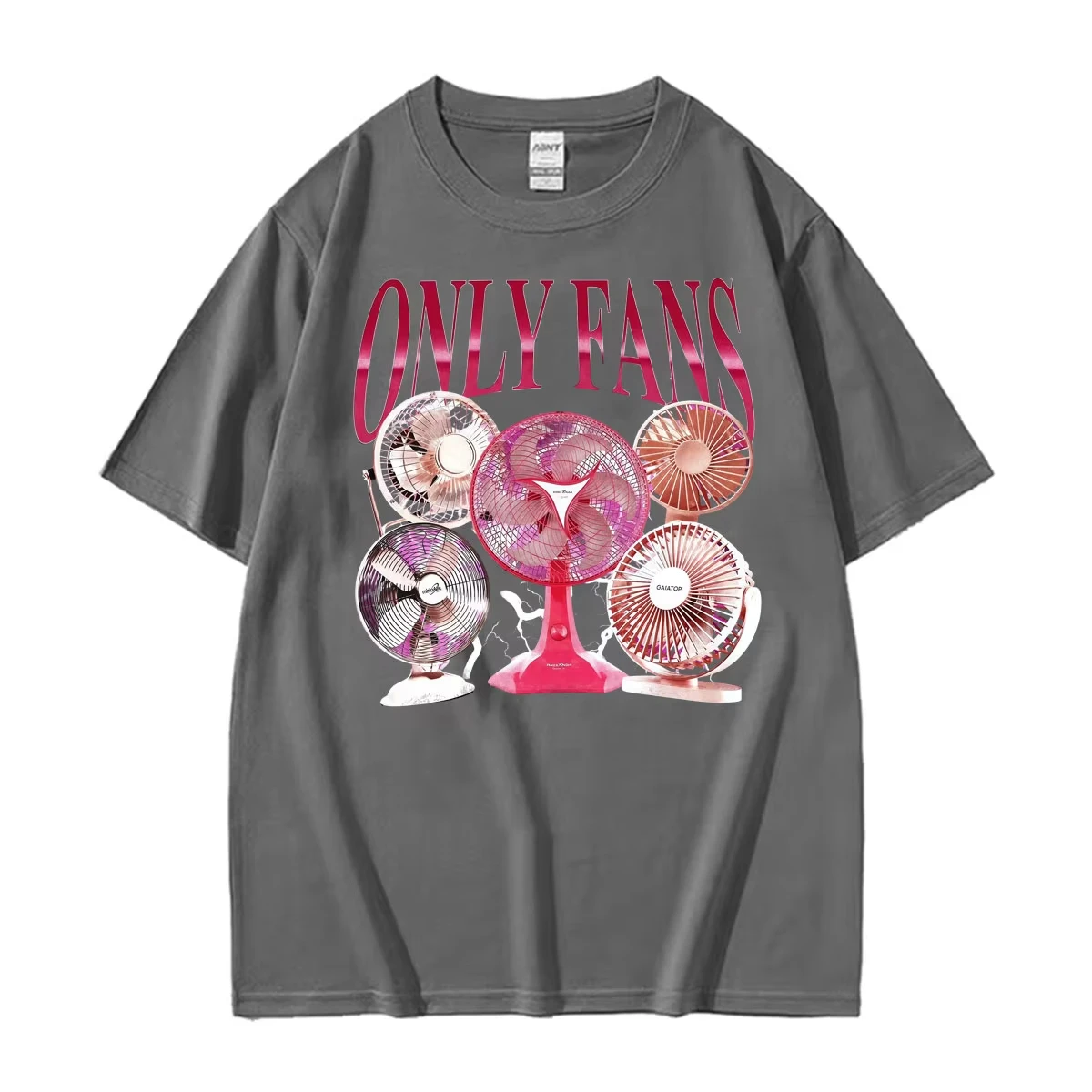 Only Fans Funny Electric Fan Meme Printed T-shirt Men Women Fashion Retro Short Sleeve T Shirts O-Neck Cotton T Shirt Streetwear