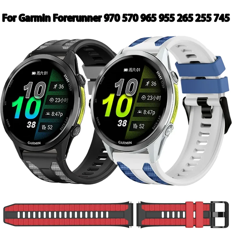 22mm Silicone Strap for Garmin Forerunner 970 570 47mm 965 955 265 255/Venu 4 45mm Breathable Bracelet for Amazfit Bip 6-5 Band