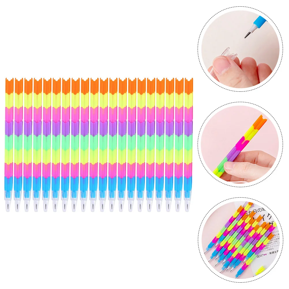 Crayons de couleur à empiler pour enfants, 25 pièces, belle forme de couture, écriture pour étudiants, utilisation Abs