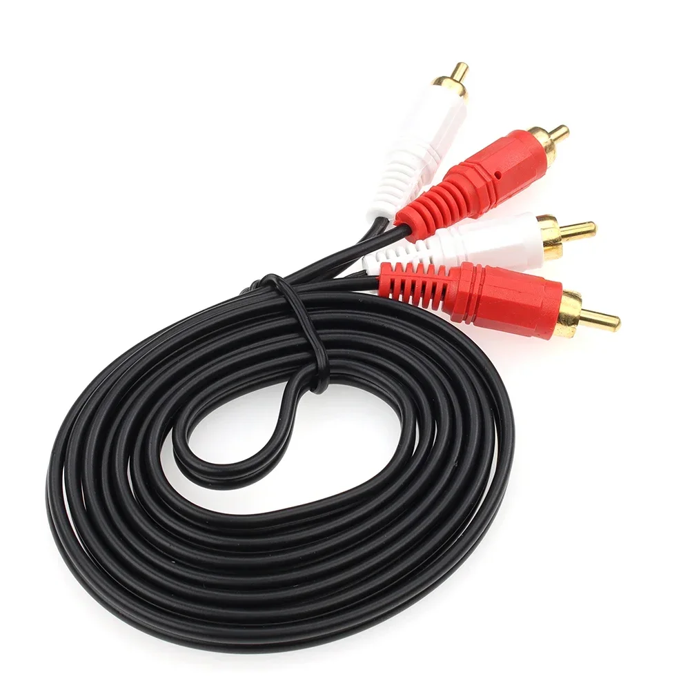 100pcs 1.5M 2RCA Male to 2 RCA Male Connector Stereo Audio Video Extension Cable Cord for DVD TV CD Sound Amplifier