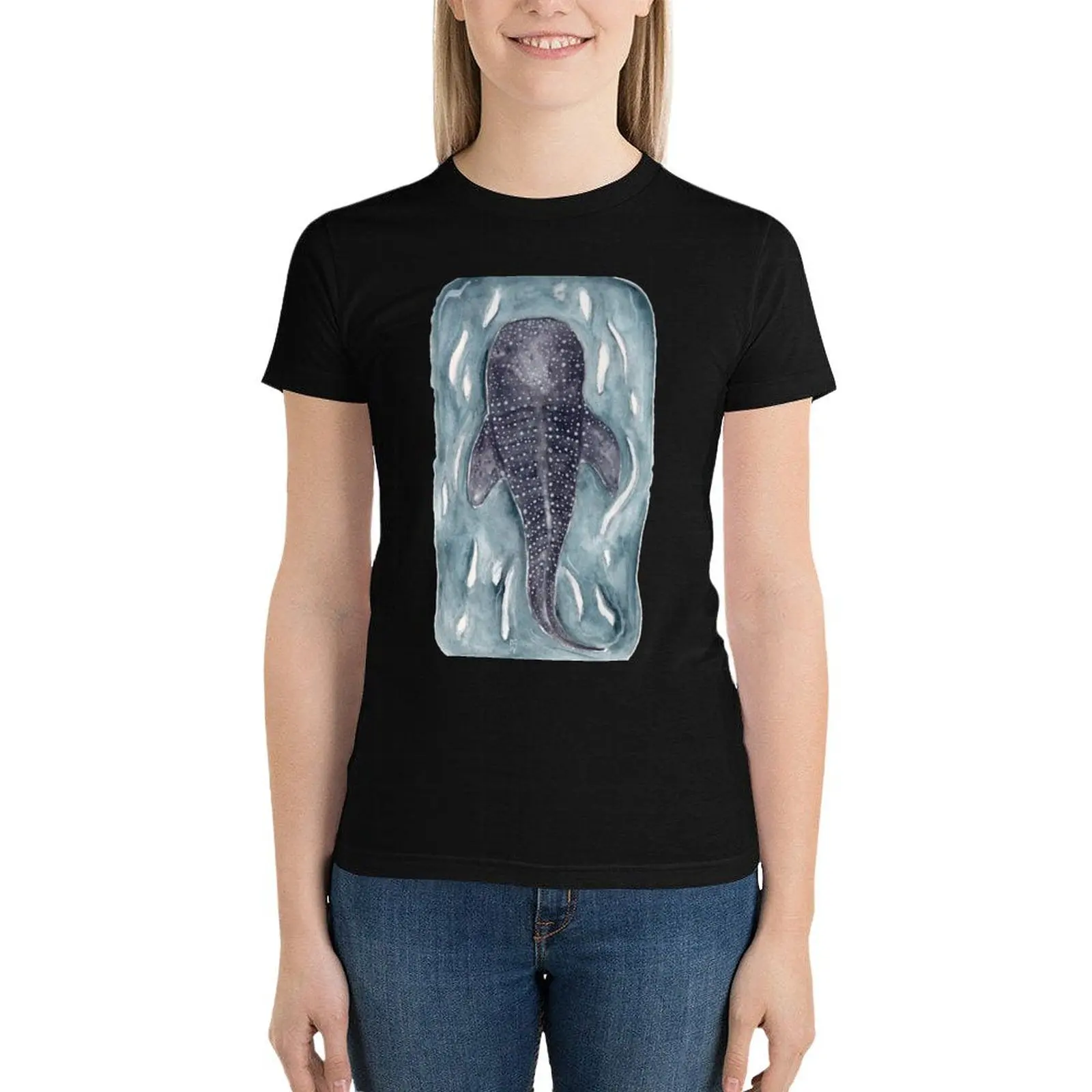 

Whale of a Shark T-Shirt shirts graphic tees Female clothing hippie clothes lady clothes t shirts for Women loose fit