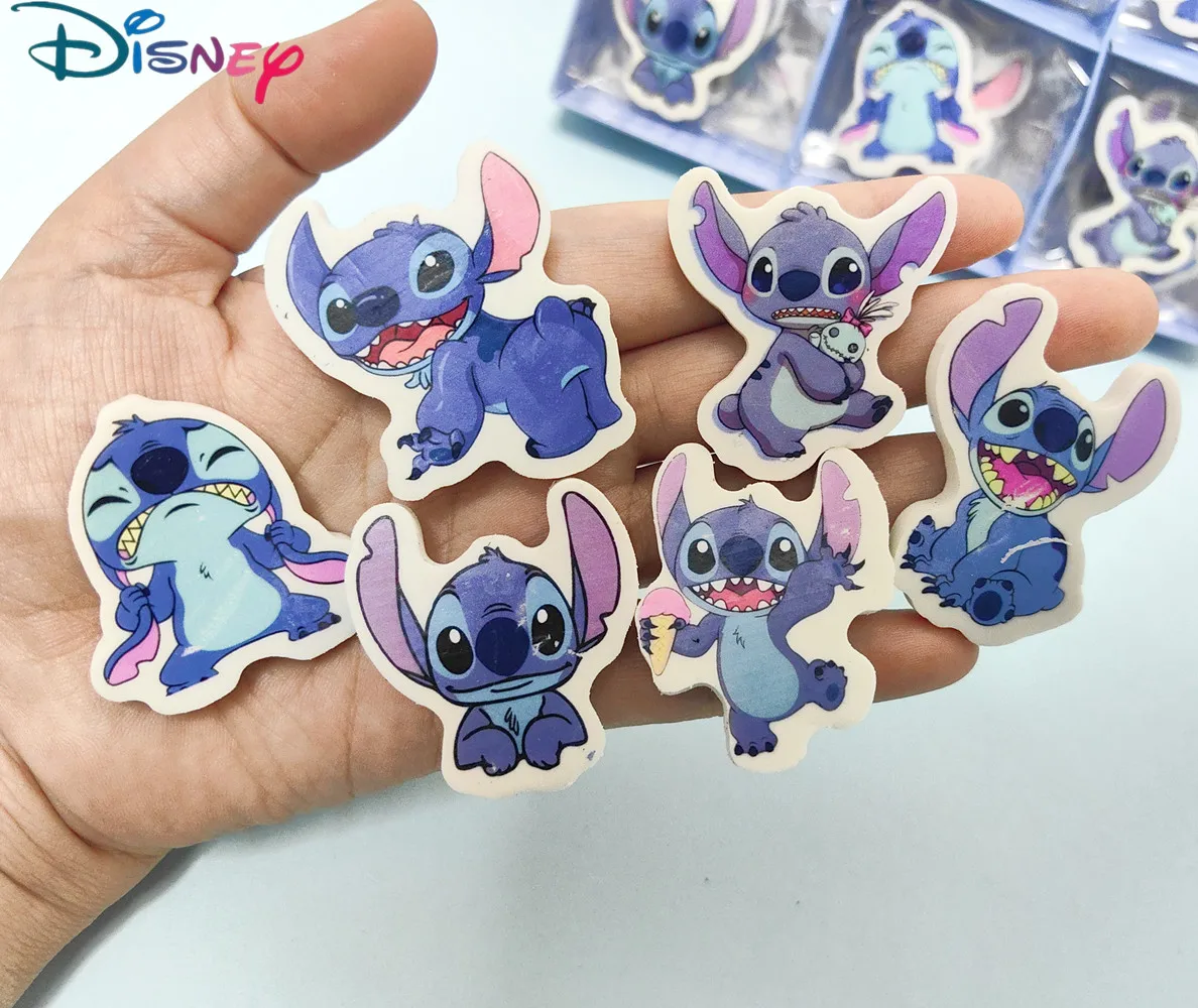 1/6pc  Disney Stitch Figure Eraser Kawaii Lilo&Stitch Drawing Pencil Erasers Kids School Supplies Stationery Christmars Gifts