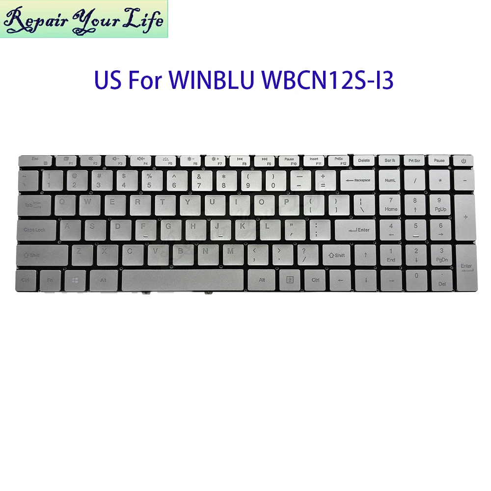 الولايات المتحدة الإنجليزية الخلفية لوحة المفاتيح ل Goldentec WINBLU WBCN12S-I3 ل EXO الذكية XQ3C دفتر Teclado الفضة MB3661007 YXT-NB93-138 #1