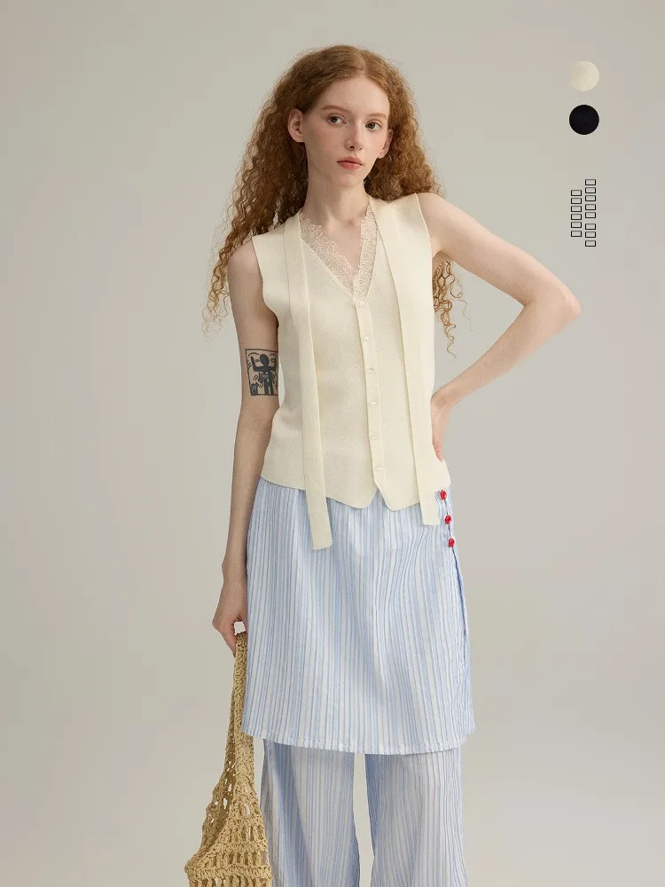 

Женский летний топ Pet Heaven с V-образным вырезом, вязаный кружевной жилет с французскими бретелями Y-образной формы, стандартная длина