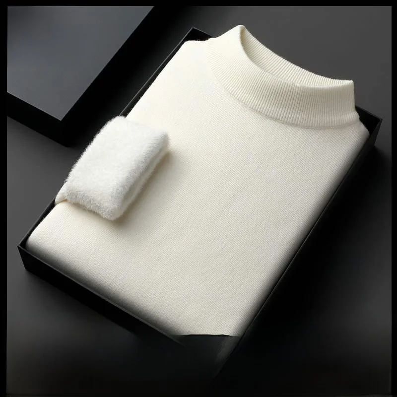 

Pierre Cardin Men's Thiened Knitted Wool Sweater f High Collar Summer Busin Casual Long Sve T-irt Pure Color