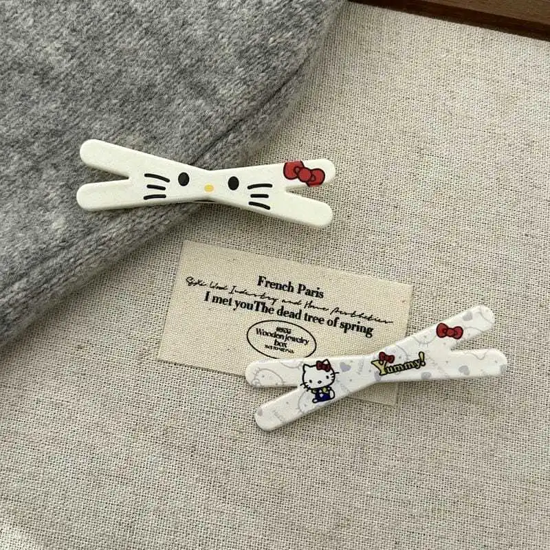 Cute Hello Kitty Hairpin Sweet Cartoon Cat Girl Heart Side Clip Hairpin Clip Girl Feeling Hairpin Headwear Student Wholesale