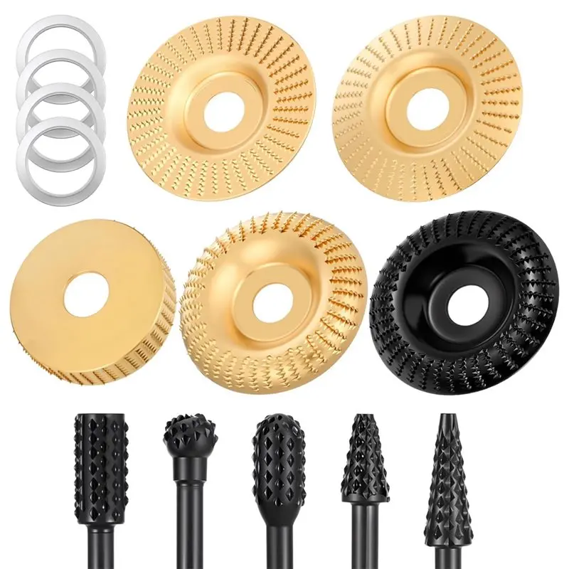 

MAKE-14 Pcs Angle Grinder Wood Carving Disc Set, Stump Grinder Tool Grinding Wheel Shaping Disc For Wood Cutting