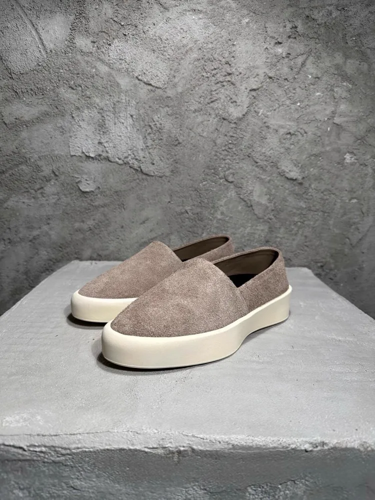 Spring Autumn Leisure Trend Style Slip On Male Casual Shoes Pointed Toe Height Increasing Suede Loafers Solid Color High Quality