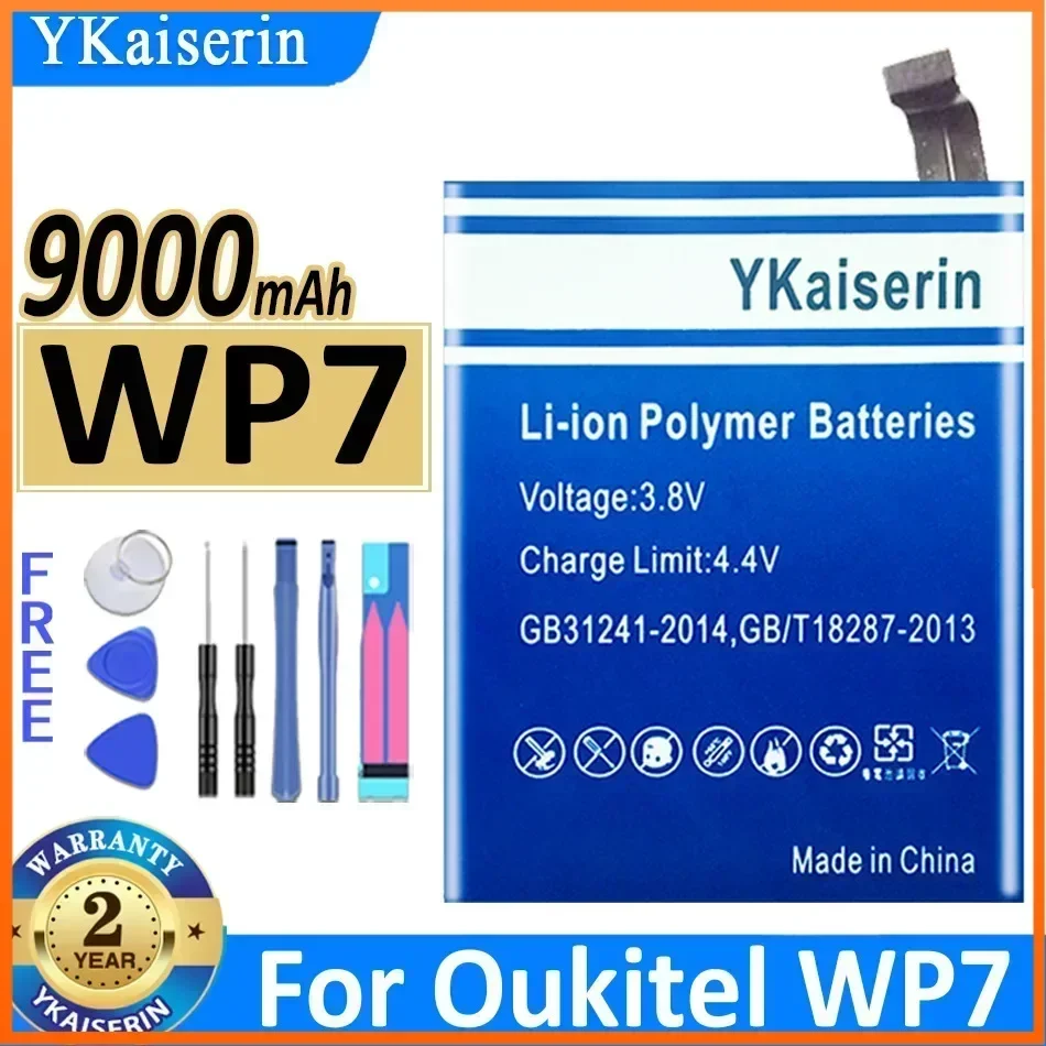 YKaiserin S76 Mobile Phone Batteries for OUKITEL WP7 Battery 9000mAh Long Standby Time Rechargeable Portablet Battery Warranty