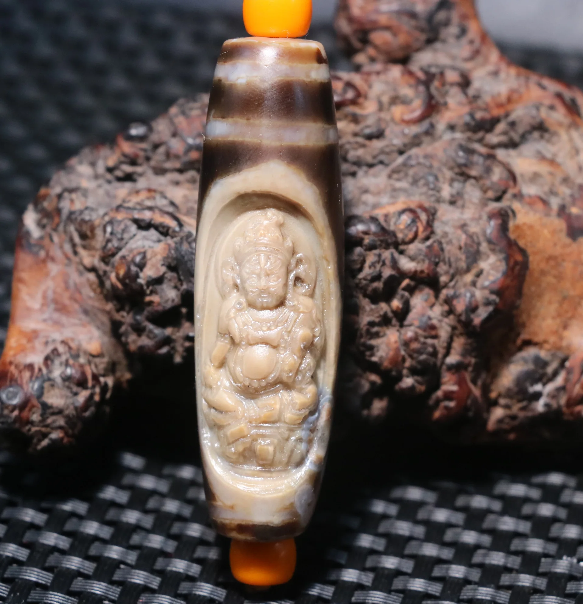 Magic Energy Tibetan Old Agate Sculptural Buddha dZi Bead Amulet Big Pendant $$$ For M Jewelry LKbrother Talisman UPS1216AQs