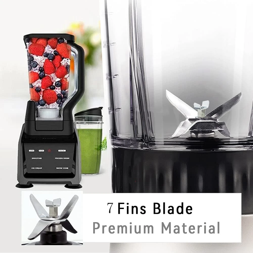 AT77 For Ninja Blender Replacement Parts Assembly 7 Fins, Extractor Blade Blender Cup Parts for BL451 BL456