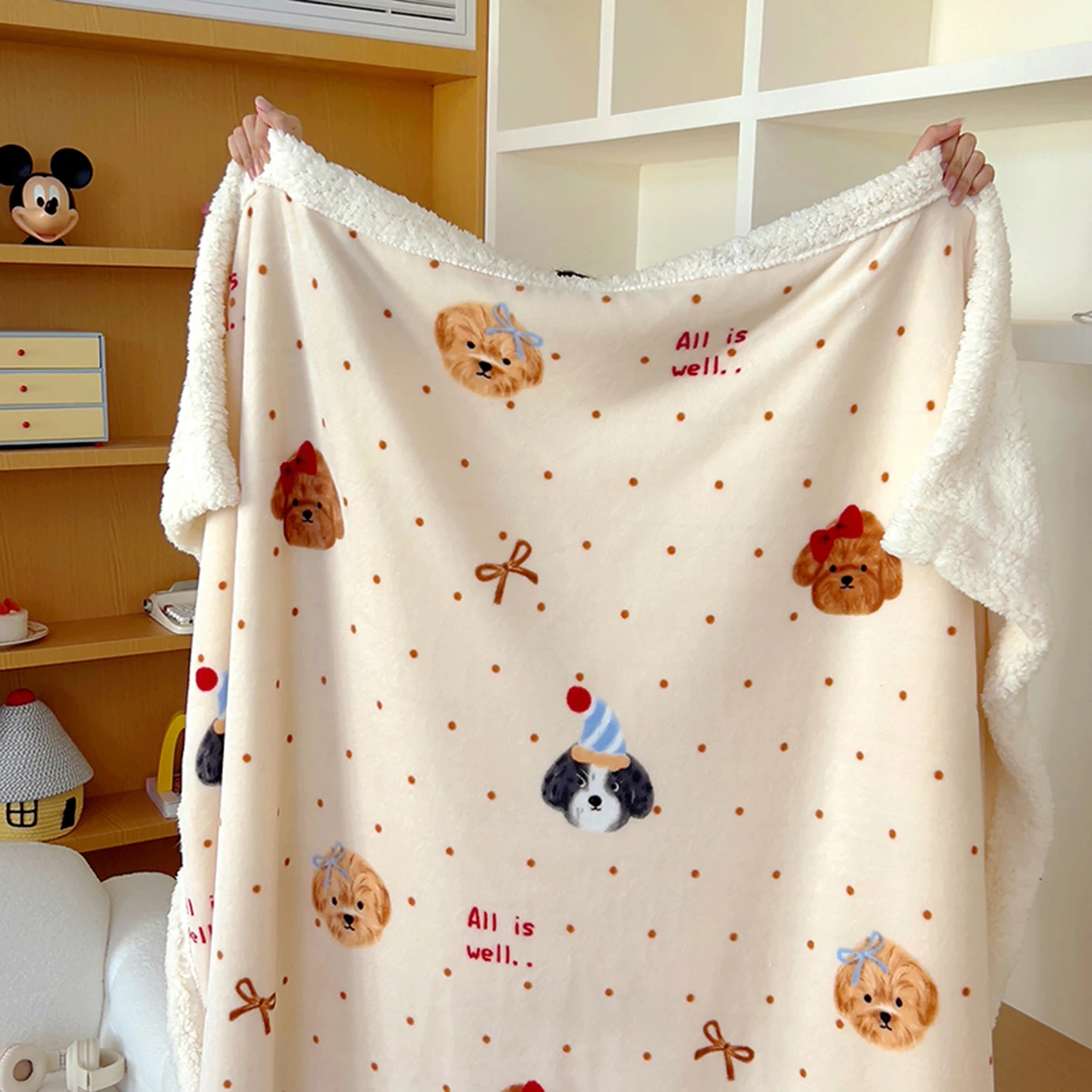 Grade A Milk Fleece Fall Winter Multi-functional Blanket Ins Cartoon Print Throw Blankets Soft Fluffy Warm Comfortable Blanket 1