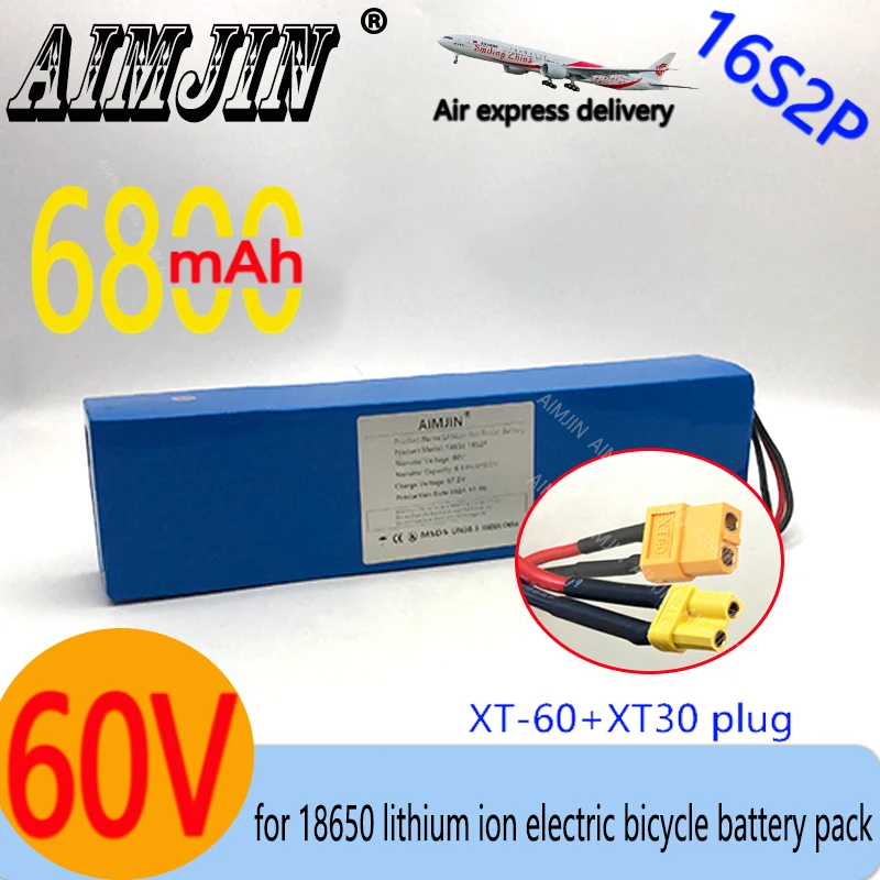 Bestseller 60V6.8Ah Li-ion battery16S2P1000W high-power for electric scooter refitting mountain bike Replace battery Xt60 T Plug