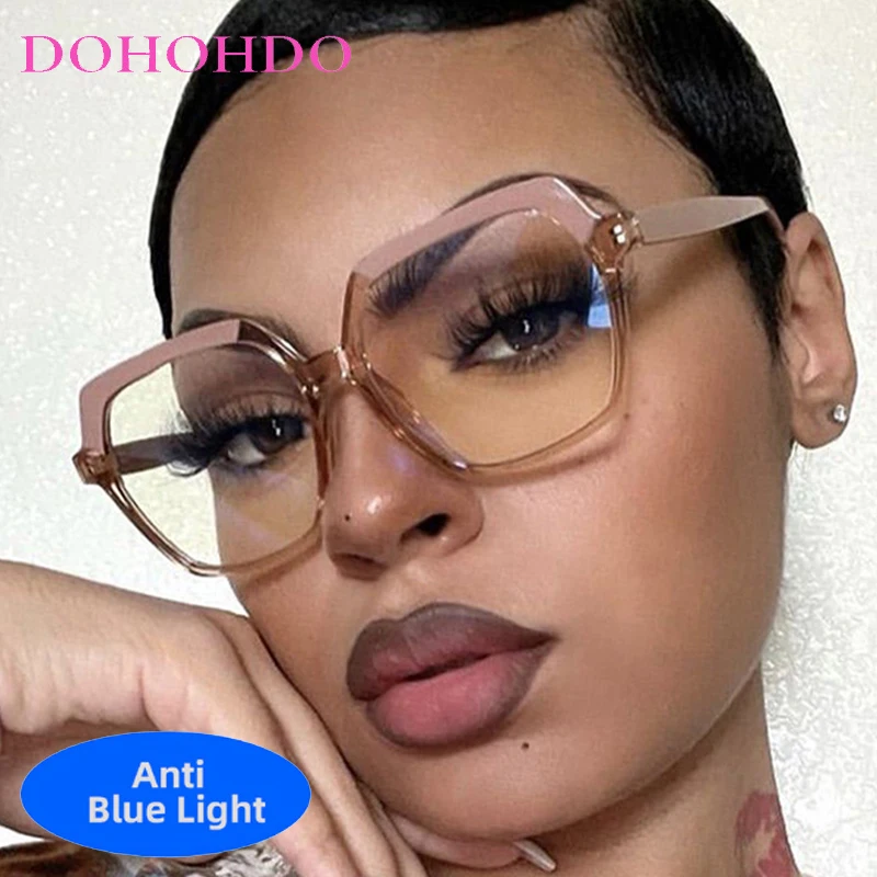 

Vintage Big Frame Square Anti Blue Light Computer Glasses Women Fashion Brand Designer Gaming Glasses Man For Office Work Очк