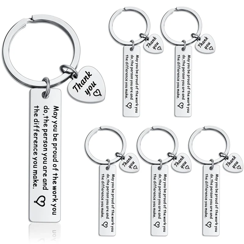 6 Pcs Thank You Gifts Keychain Appreciation Keychain Make a Difference Inspirational Gifts Coworker Leaving Gifts