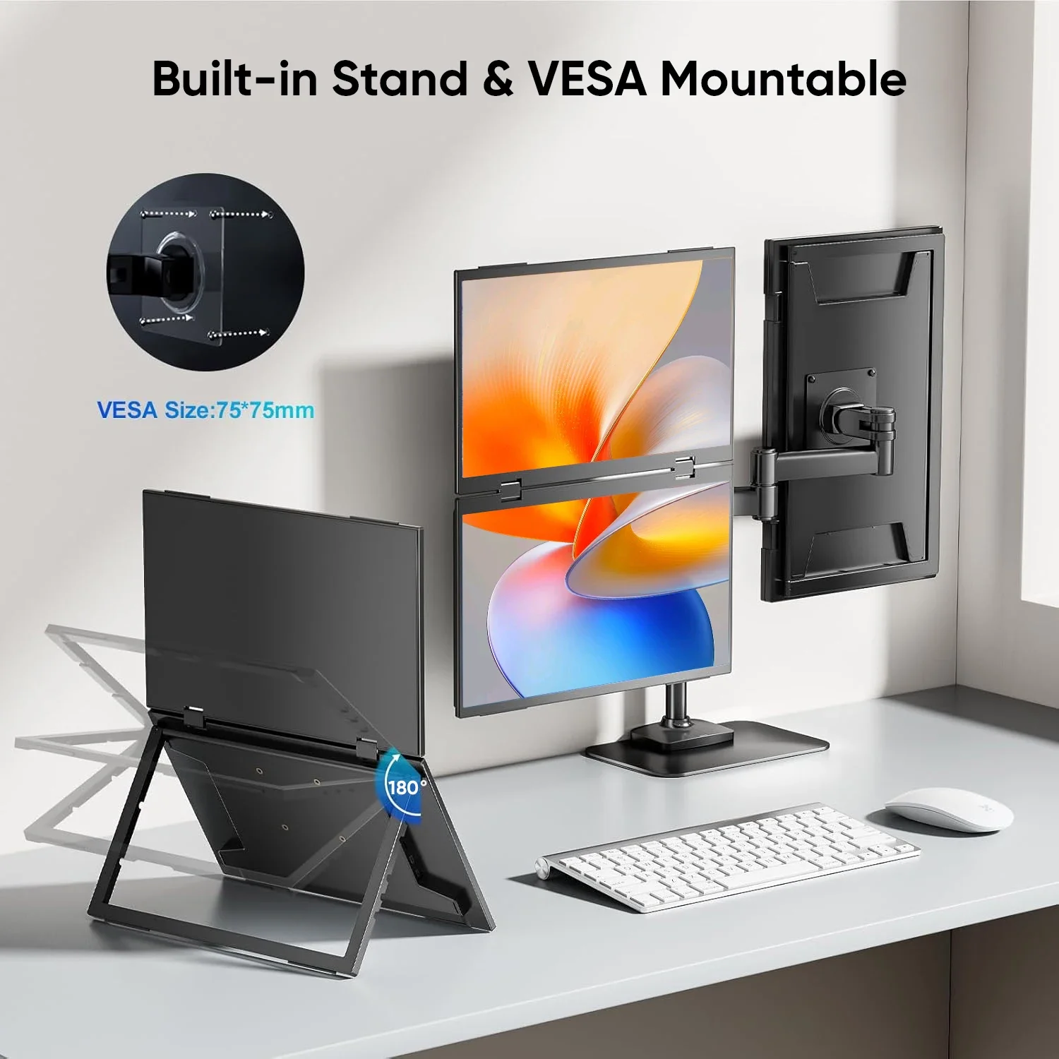 Best Seller Triple Portable Monitor OEM 18.5 Inch Fold 1080P Screen Dual Monitor For Laptop Type-C USB HD Stand VESA Gaming Fact