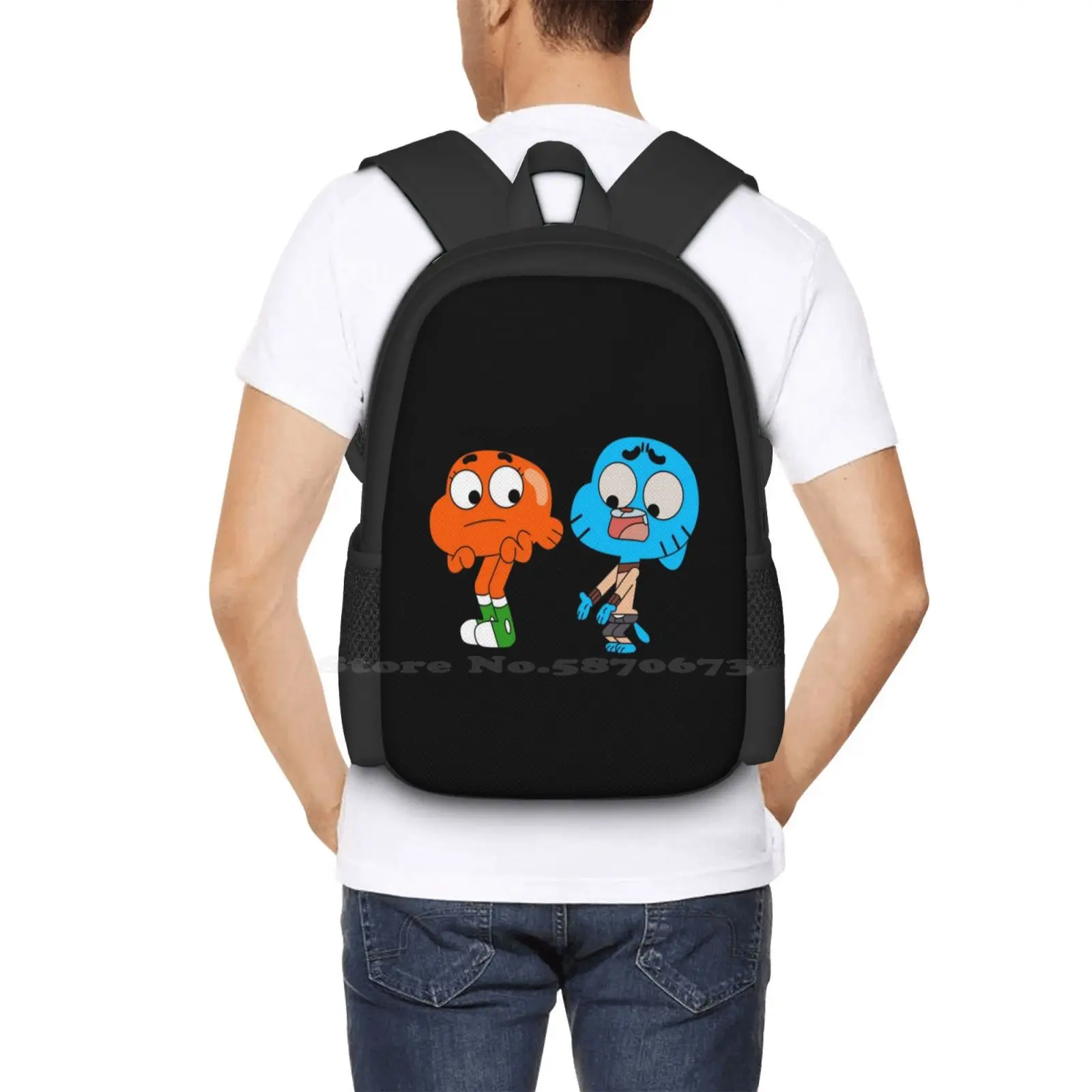 Gumball And Darwin, What The What Hot Sale Schoolbag Backpack Fashion Bags Cartoon Network What The What Gumball And Darwin