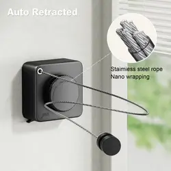 4.2M Clothes Line Wall Mount Retractable Clothesline Adjustable Heavy Duty Stainless Steel Wire Laundry Clothes Drying Line