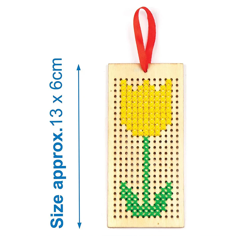 4 قطعة طقم تطريز للإشارة المرجعية عبر غرزة مع 5 قطعة خيوط الخياطة فارغة خشبية مطرزة المرجعية عدة الفن والحرف اليدوية #6