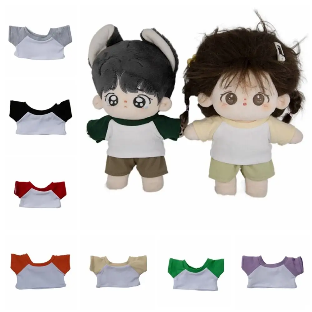 10cm 20cm Cotton Doll Short Sleeved Top Contrasting Colors Cute No Attributes Doll Clothes Casual Mini Doll T-shirt Bjd Doll