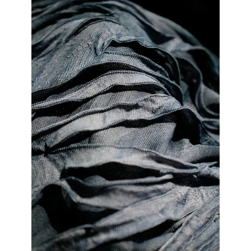 Gray, black, gray, tie-dye, old, tattered, three-dimensional texture, literary and artistic vintage cotton-Han clothing cloth