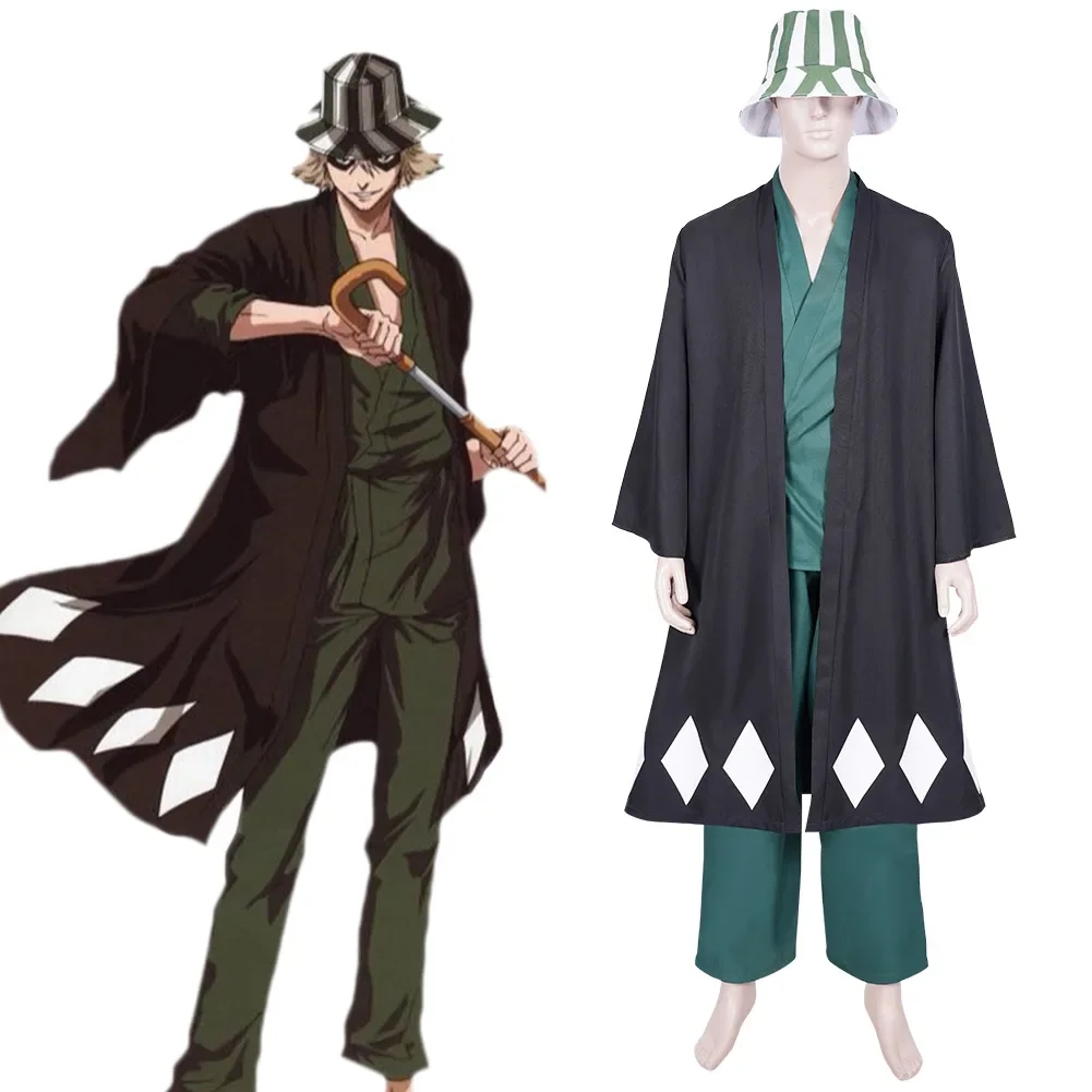 

Bleach Urahara Kisuke Cosplay Costume Uniform Hat Robe Pants Outfits Anime Full Set Halloween Carnival Suit