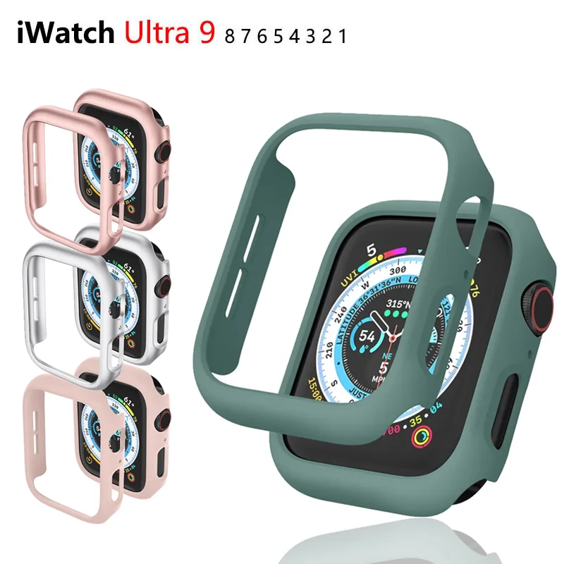 Матовый чехол из поликарбоната для Apple Watch, защитная рамка для iWatch Ultra SE 9 8 7 6 5 4 3 2, 49 мм 45 мм 41 мм 38 мм 42 мм 40 44 мм