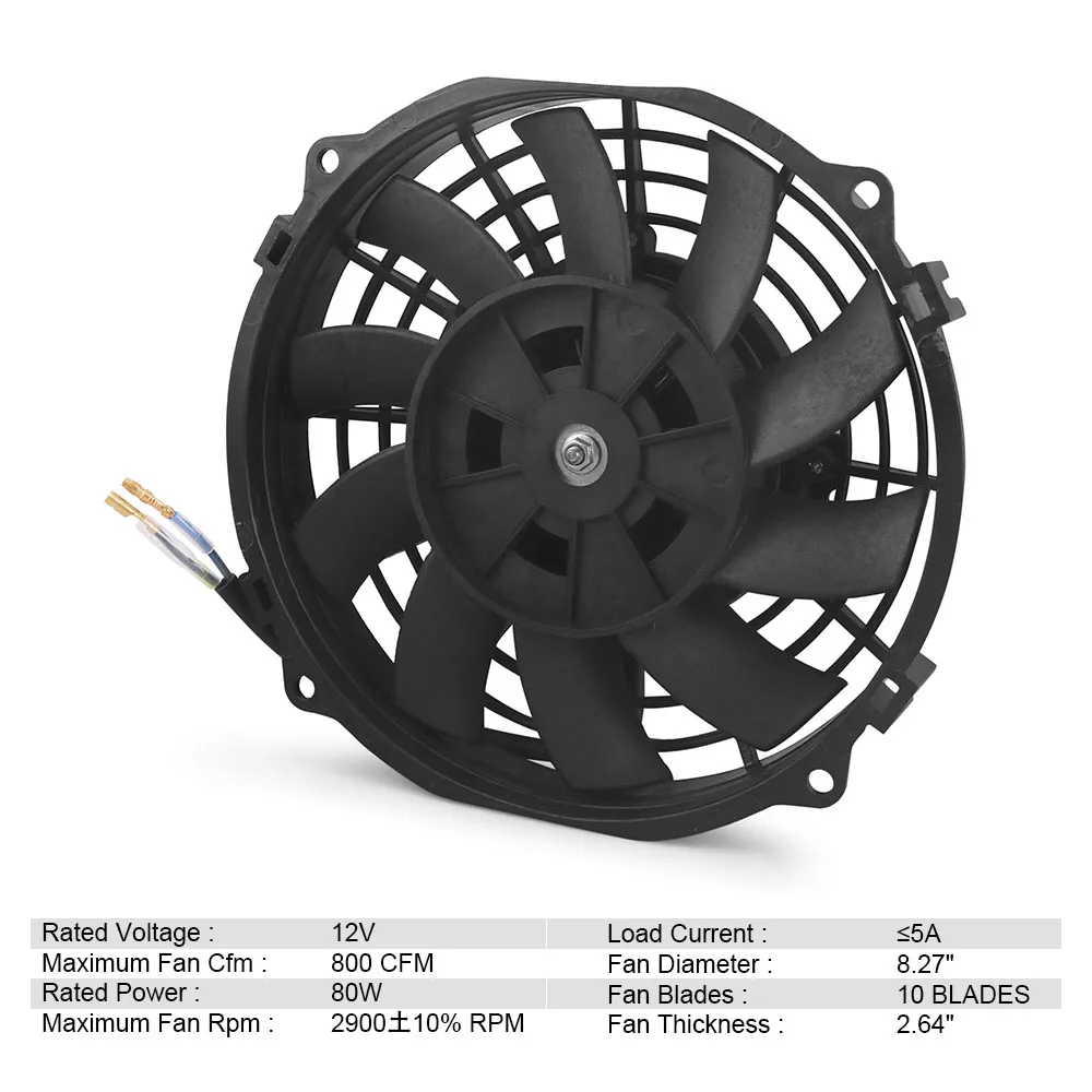Uniwersalny 7/10/12/14 Cal 12V 80W 2100RPM klimatyzacja samochodowa elektroniczny radiator łopatka wentylatora chłodzenia elektryczny fajny zestaw montażowy