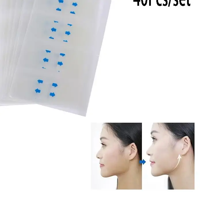 40pcs Invisible V-Shaped Face Lift Tapes Wrinkle Removal Anti-Aging Patches Neck Forehead Lifting Stickers Facial Slimming Masks