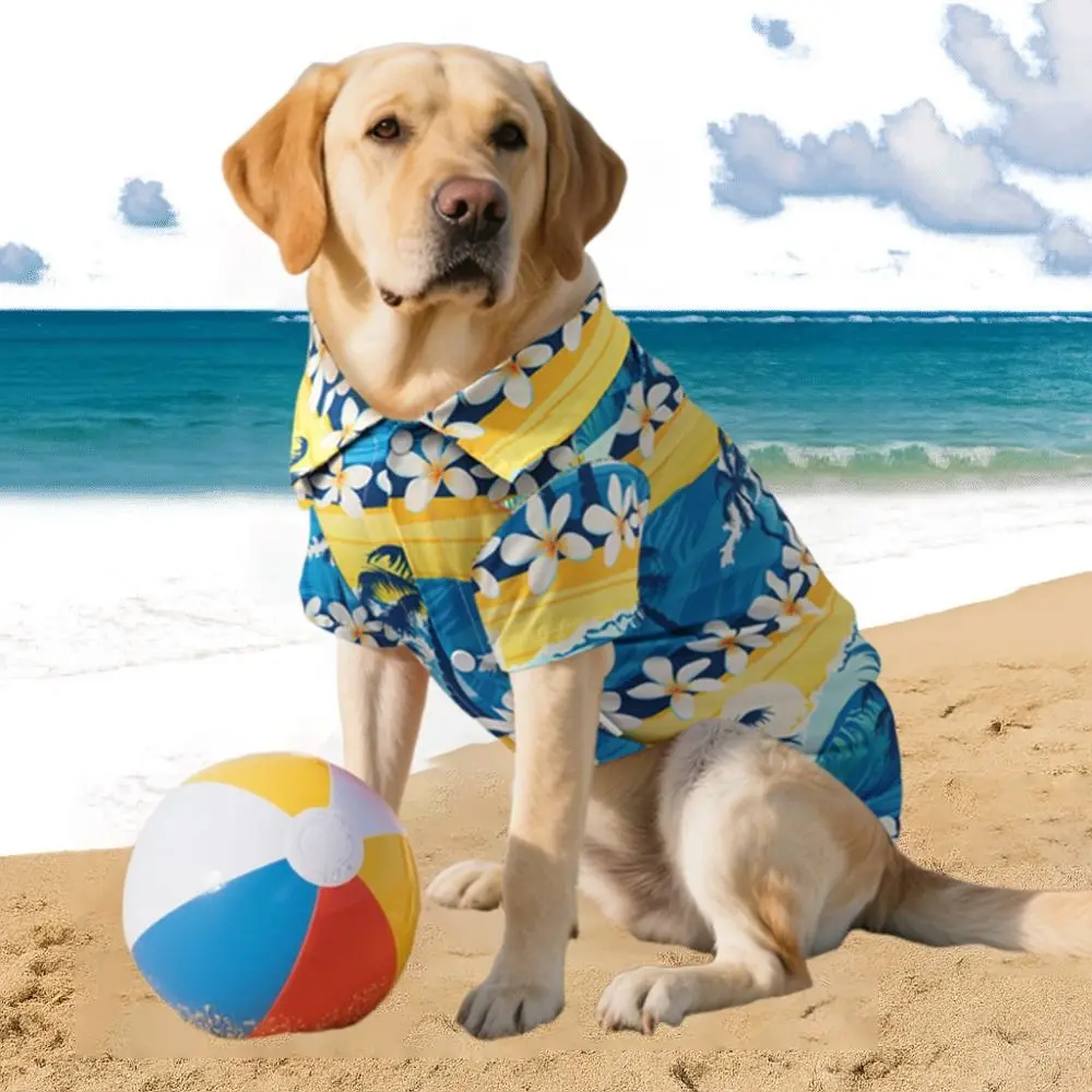 Soft Pet Summer T-Shirt Comfortable Breathable Dog Short Sleeve Lightweight Cool Dog Hawaiian Style Clothes for Large Breed Dogs