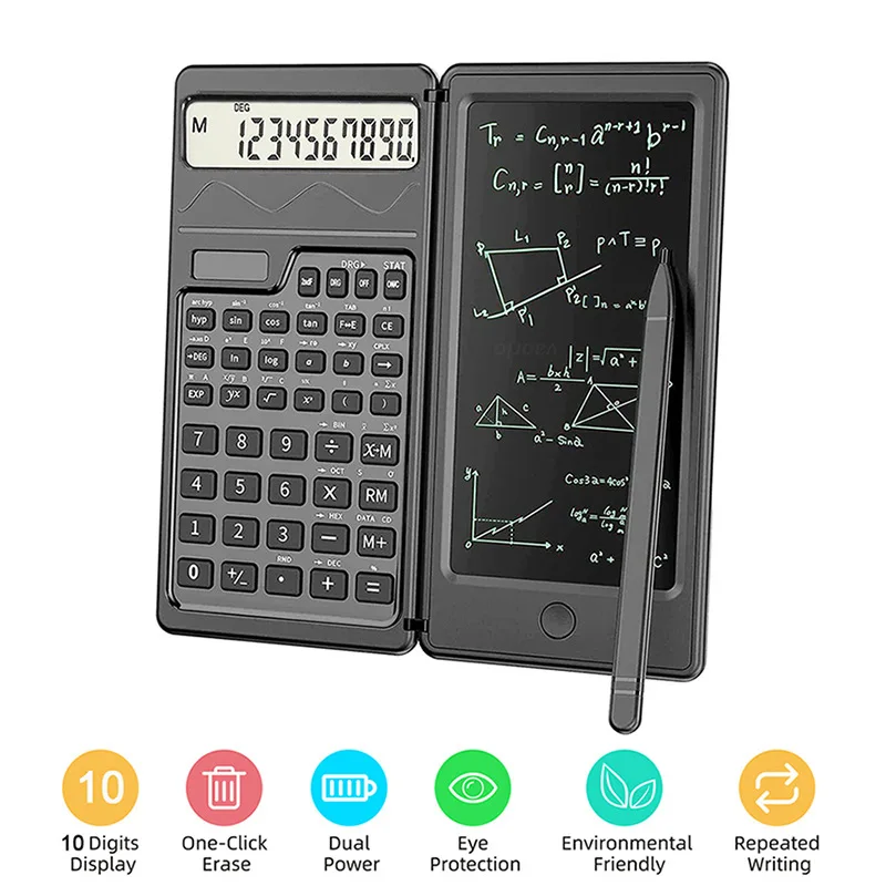 Upgraded Solar Scientific Calculator with LCD Notepad Functions Professional Portable Foldable Calculator for Students