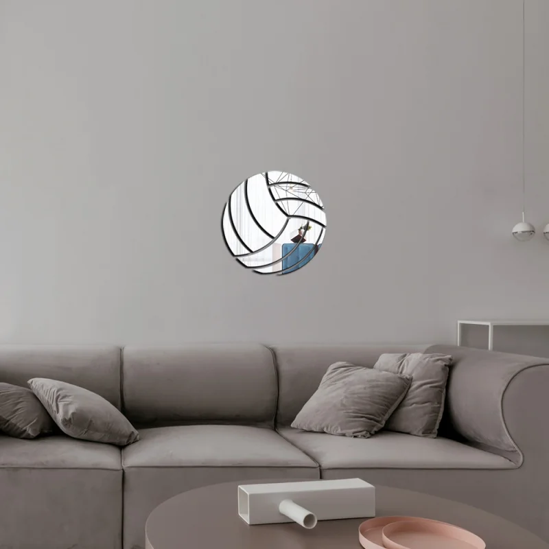 

30cm Volleyball Acrylic Mirror Wall Sticker, Sports Theme DIY Decor for Kids Room Kindergarten