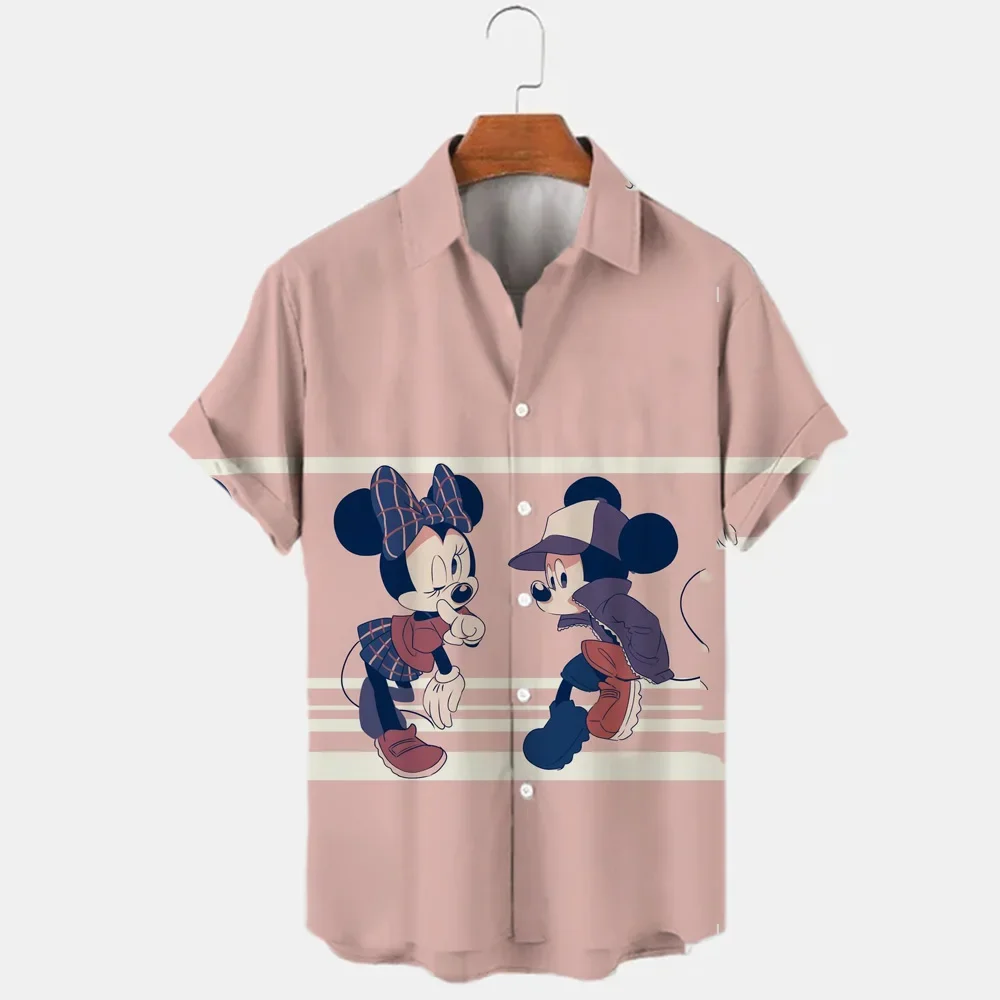 3D Printed Disney Donald Duck Mickey and Minnie Oversized Lapel Men Shirts Summer New Fashion Trend Boutique Streetwear