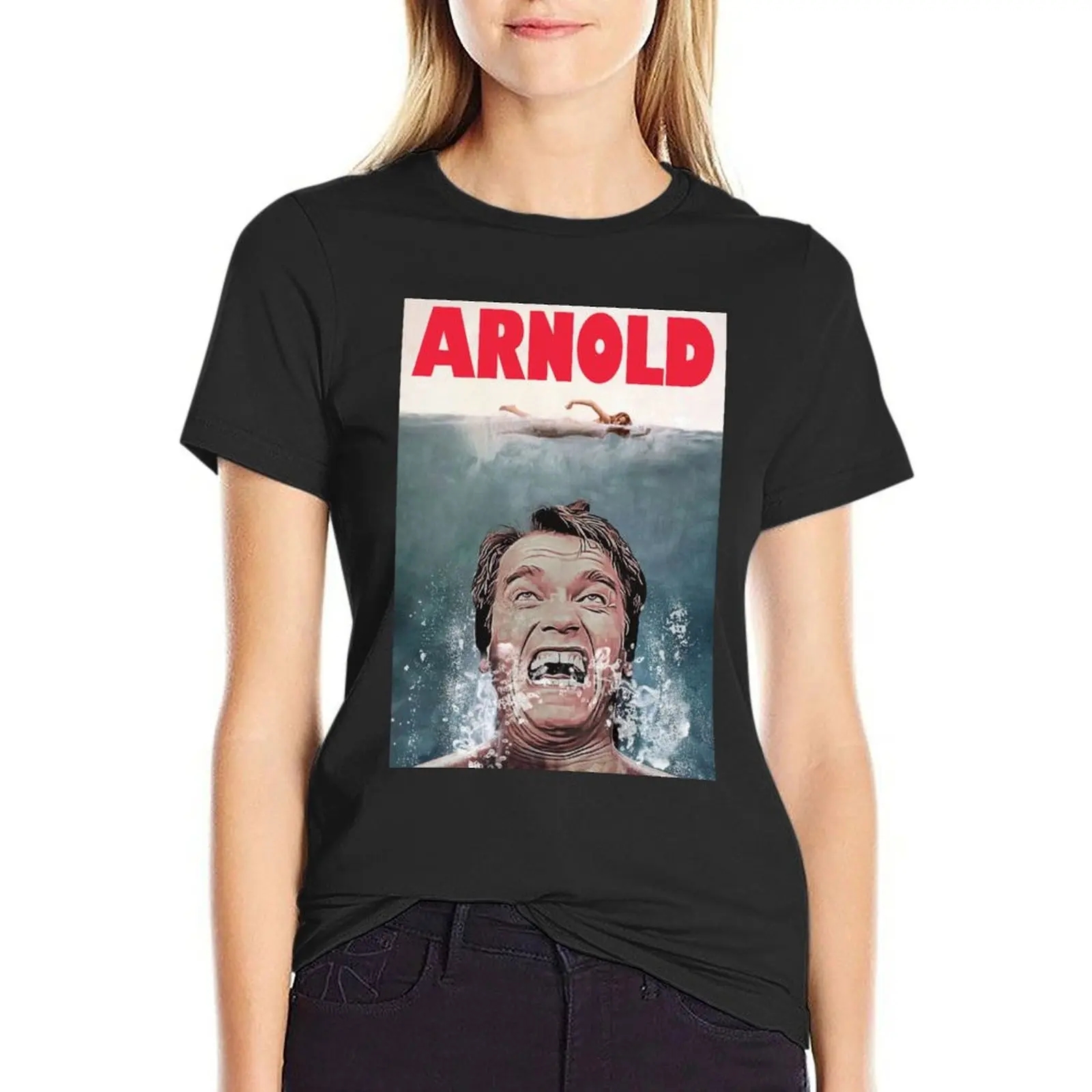 

Arnold Shark T-shirt Blouse animal print shirt for girls vintage clothes black t shirts for Women