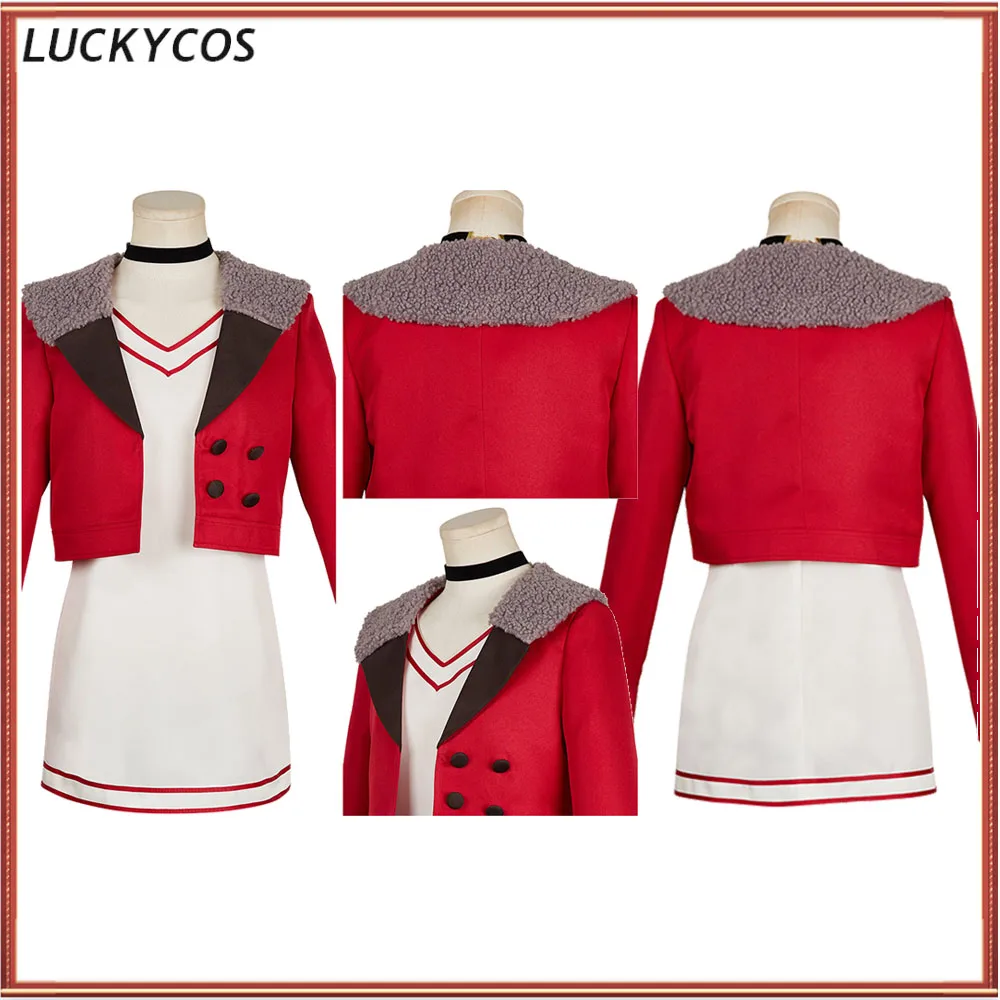 Halloween Carnival Momo Ayase Cosplay Costume Anime Dandadan Roleplay Dress Red Coat Suit Party Women Uniform Cloth Outfits