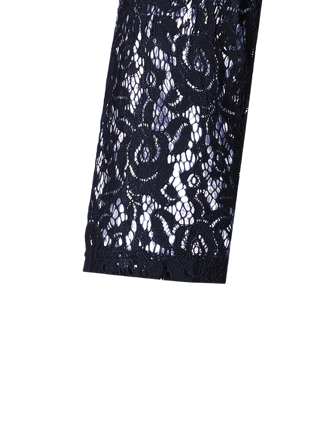 Plus Size Women Sexy V Neck Lace 3/4 Sleeve Solid Cocktail Party Midi Full Skirt Dress view 5
