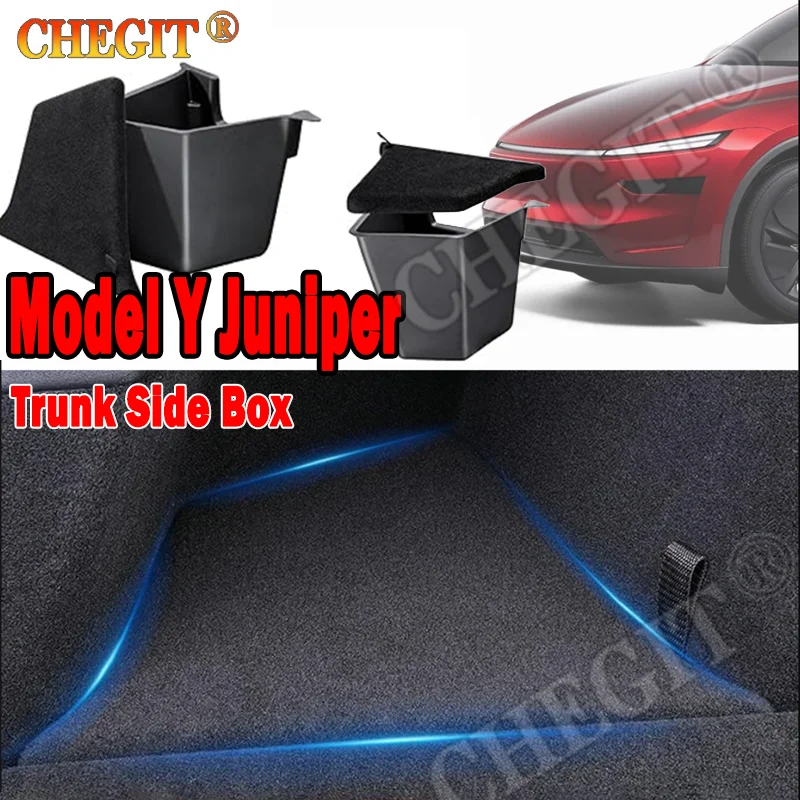 

Trunk Organizer for Tesla Model Y Juniper Launch Refresh 2025 Rear Trunk Storage Bins Side Box Organiser TPE Car Accessories