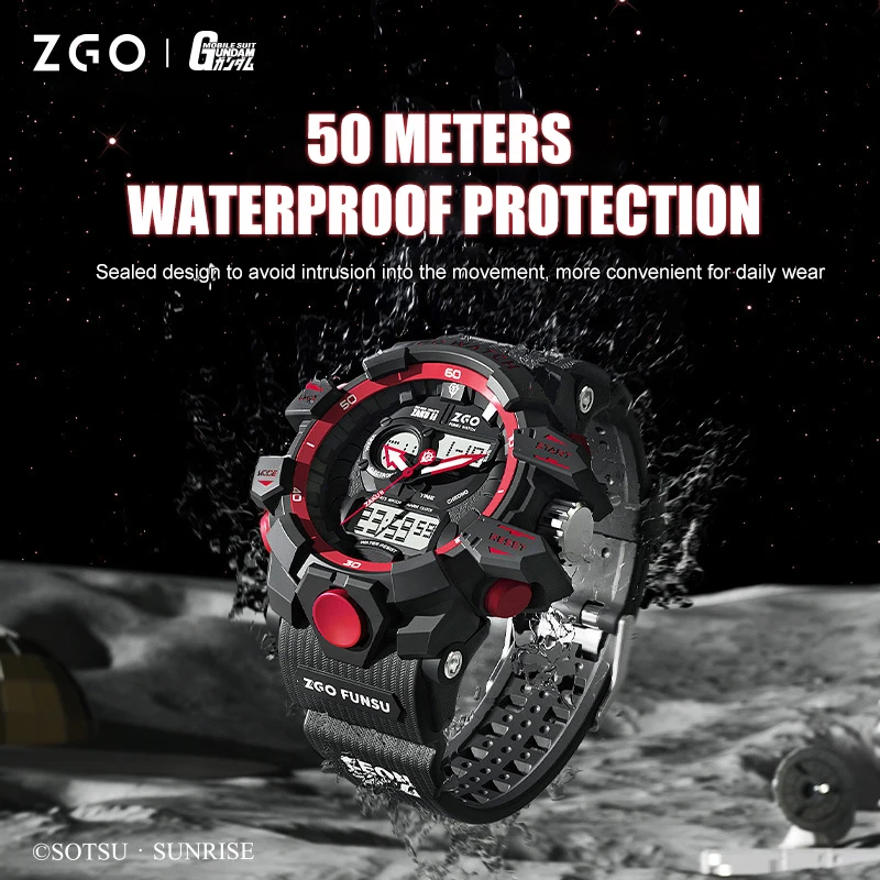 Gundam Mechanical Watch Sports Smart Waterproof Luminous Electronic Watch Amuro Zaku Earth Federation Army Birthday Gift Boy