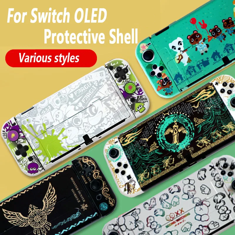 Hard Shell For Switch OLED Protective Case Anti drop Nonslip For Nintendo OLED Flip Handle Protective Shell Game Accessories