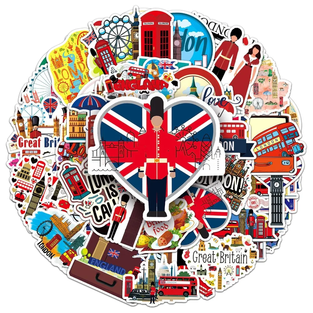 

50pcs Beautiful Views of Great Britain Cartoon Graffiti Stickers Waterproof Decorations Case Notebook Decor Trendy Gift