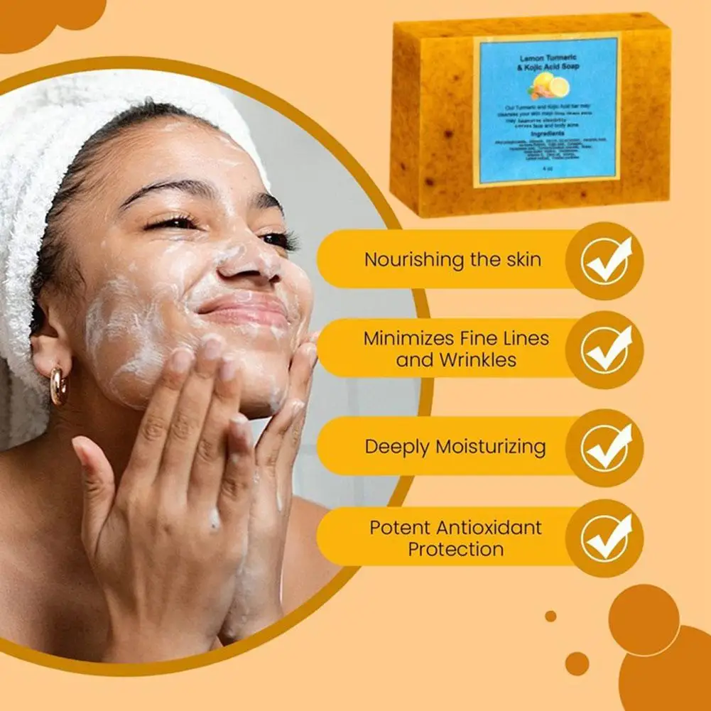 Turmeric Lemon Cleansing Soap Upgraded Version Face Spots Acne Fade Skin Acne Marks Dark Brighten Body Whitening Brighten R J6k5