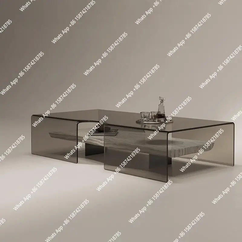 XS Calacatta Marble&Glass Coffee Table, Italian Minimalist Design For All Spaces, Heat & Scratch Resistant, Artistic, Customizab