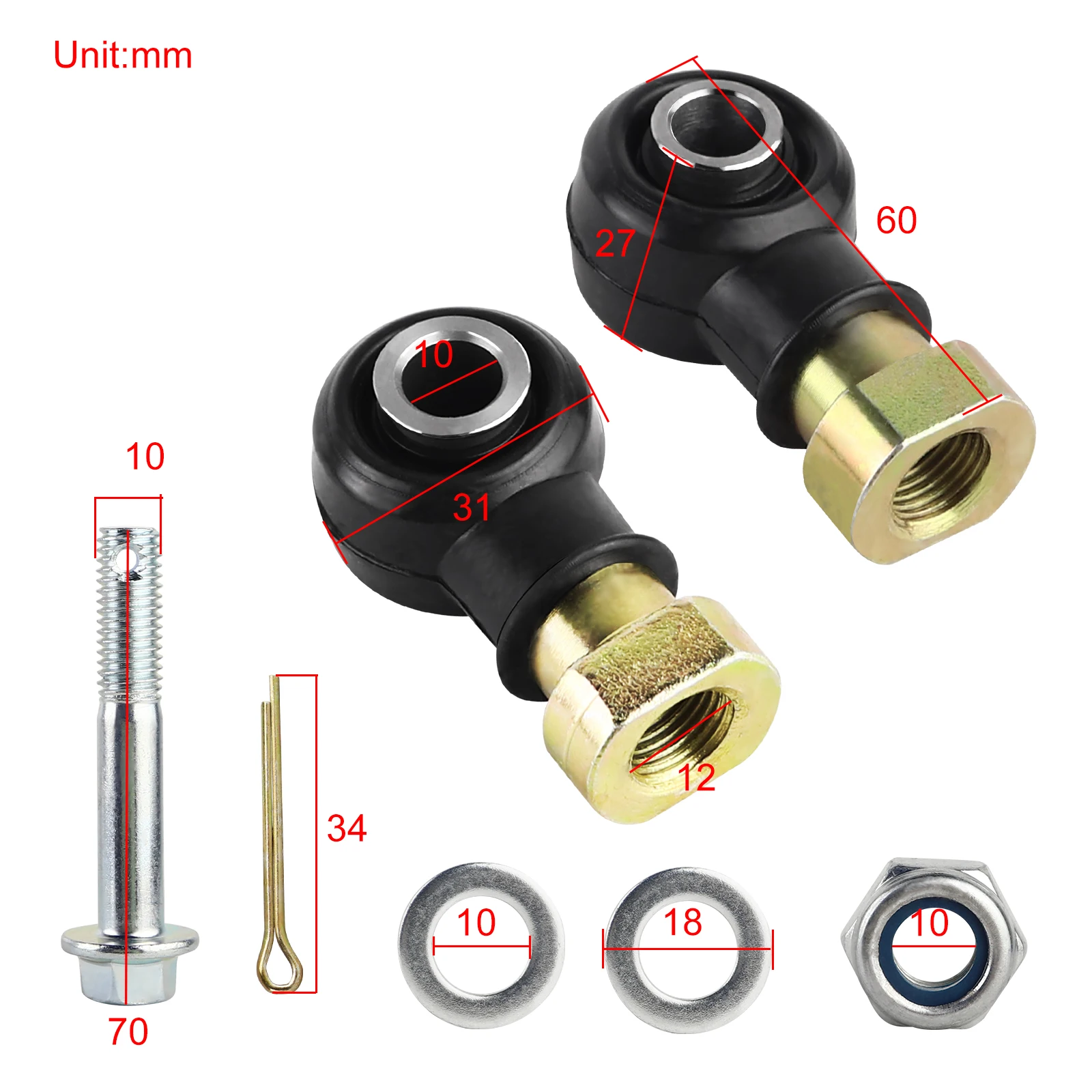 Tie Rod End Kit for Polaris Sportsman 500 700 700 Magnum 500 1998-2012 7061054 7061053 7061138 7061139 Ball Joints LH & RH