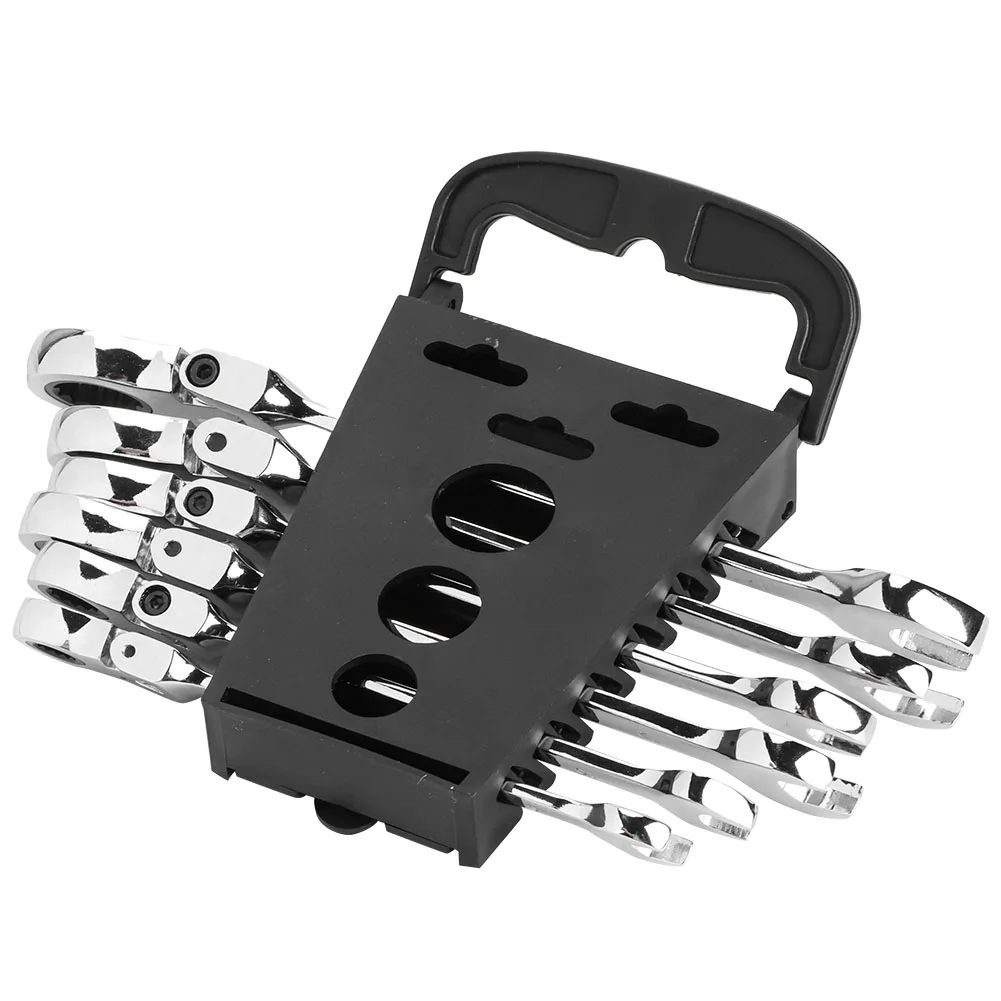 ラチェットスパナセット フレキシブルヘッド 多機能ラチェットコンビネーションスパナレンチ 8-17mm 修理工具セット レンチセット