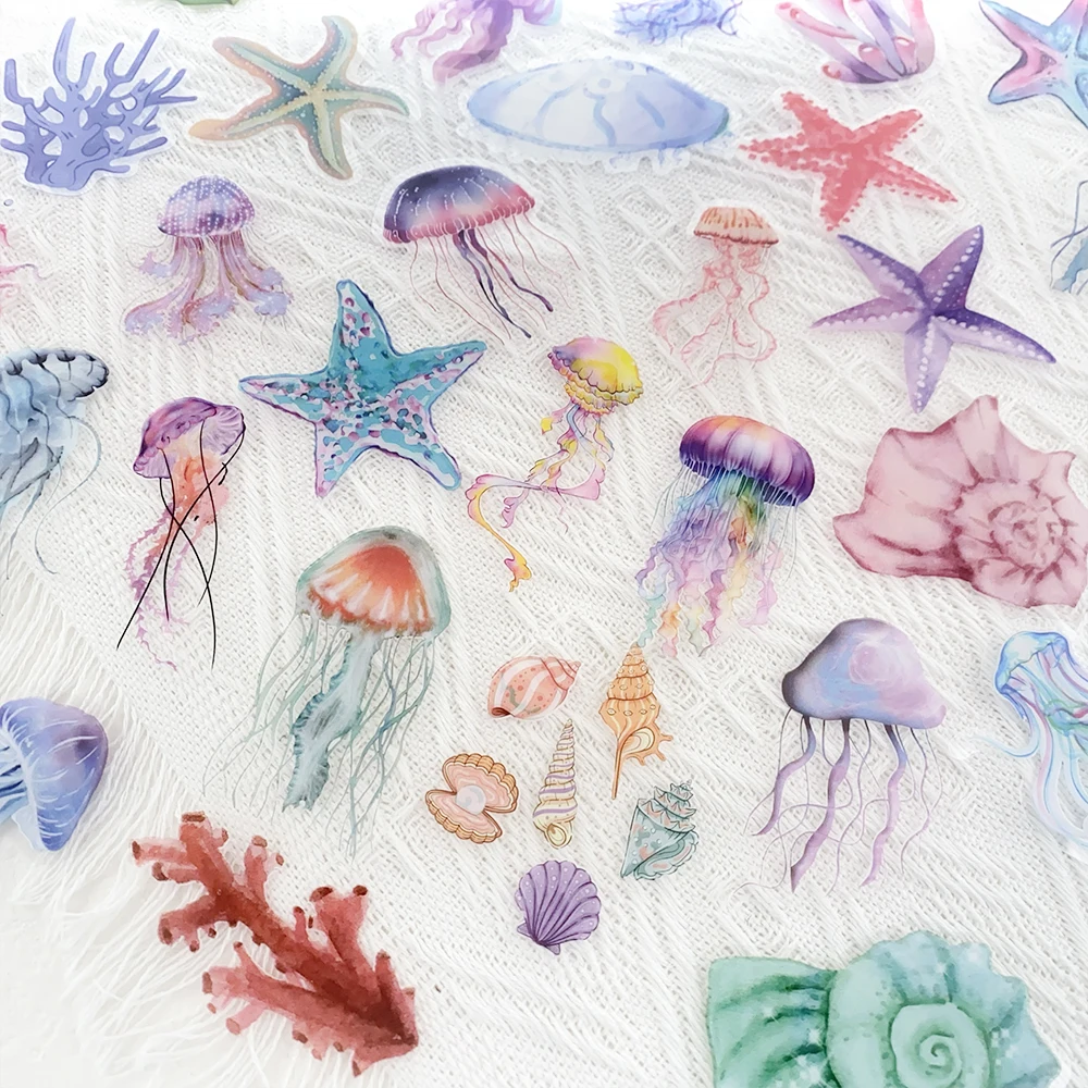 50pcs Tropical Fish Transparent PET Stickers Decals For Phone Bottle Scrapbook Luggage DIY Aesthetic Stickers Creative Gifts