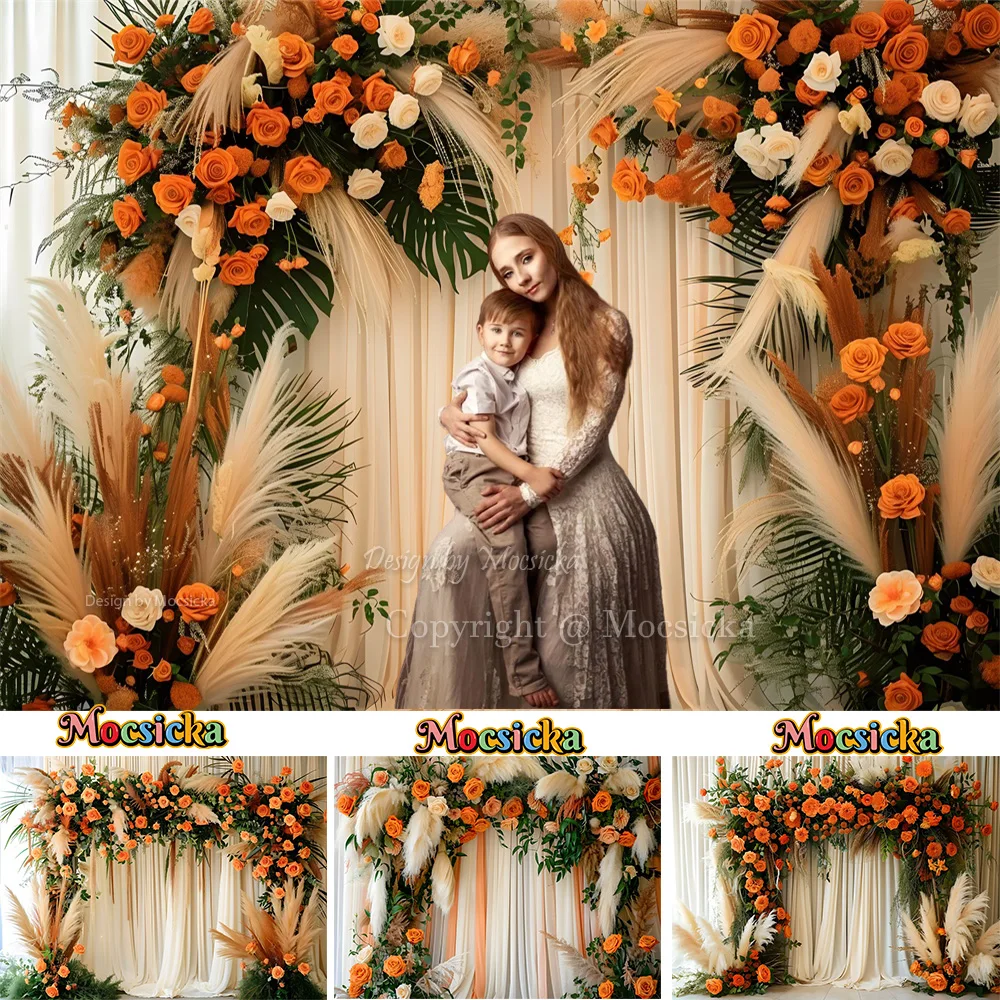 

Boho Wedding Photography Background Girl Maternity Birthday Art Portrait Backdrop Floral Curtain Decor Newborn Photo Studio Prop