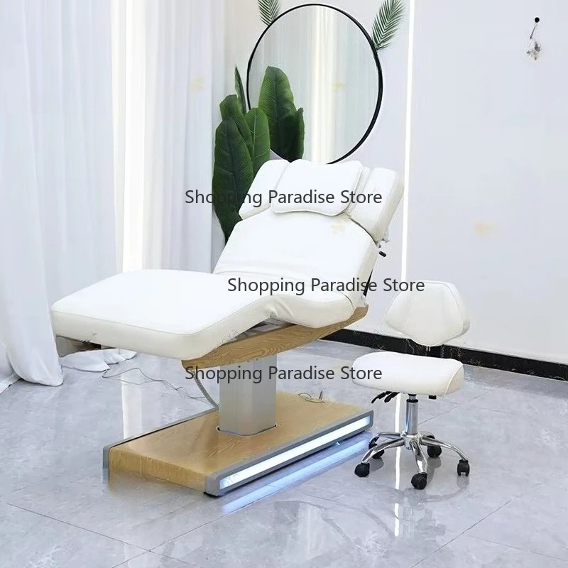 High-end salon furniture 3 motor electric facial spa bed modern adjustable massage table and bed with light