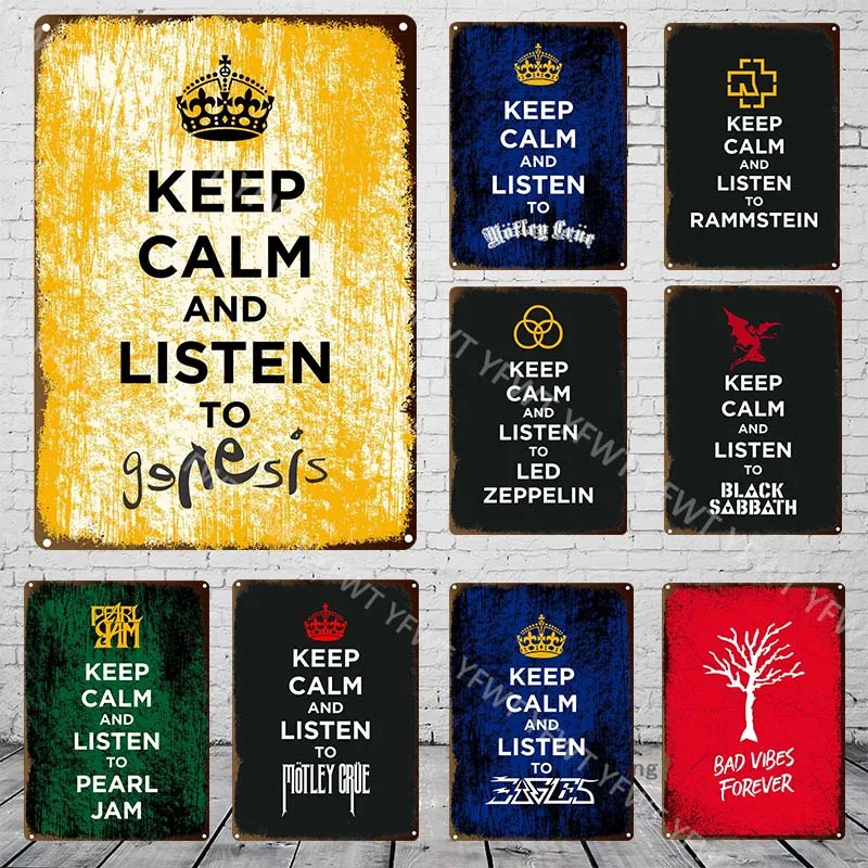 الحفاظ على الهدوء والاستماع إلى الموسيقى معدن القصدير تسجيل لوحة شرب البيرة القهوة بار حانة نادي اللوحة ديكور المنزل الجدار الديكور ملصق