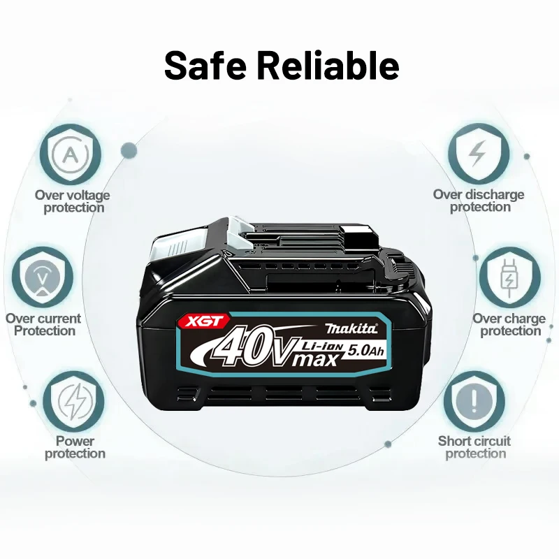 Makita 40V maximum XGT lithium battery 5.0Ah original battery 21700, suitable for BL4020, BL4025, BL4040, BL4050, BL4080 tools