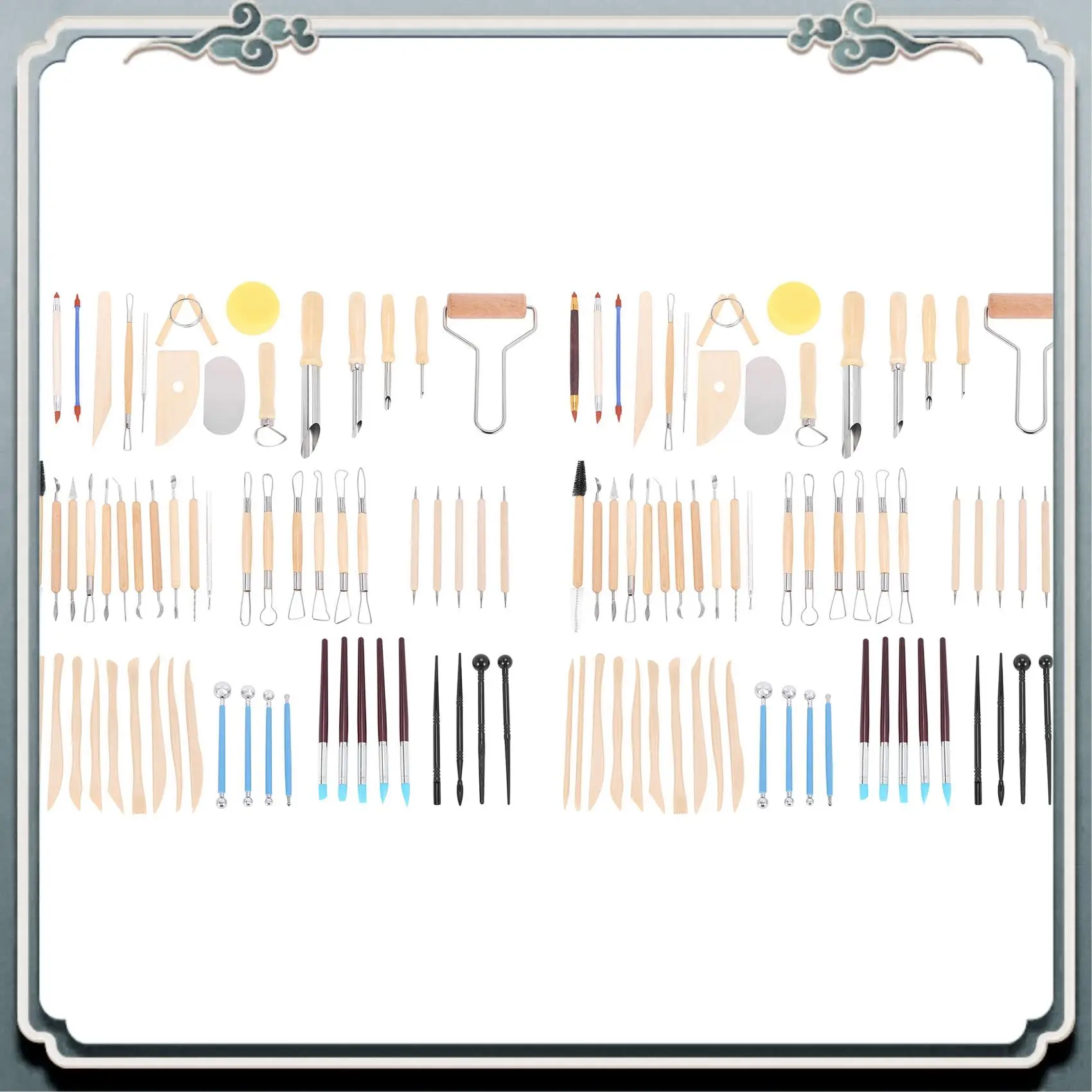 

AC76-122PCS Clay Tools Set Polymer Clay Tools Pottery Tools Set Wooden Pottery Sculpting Clay Cleaning Tool Set